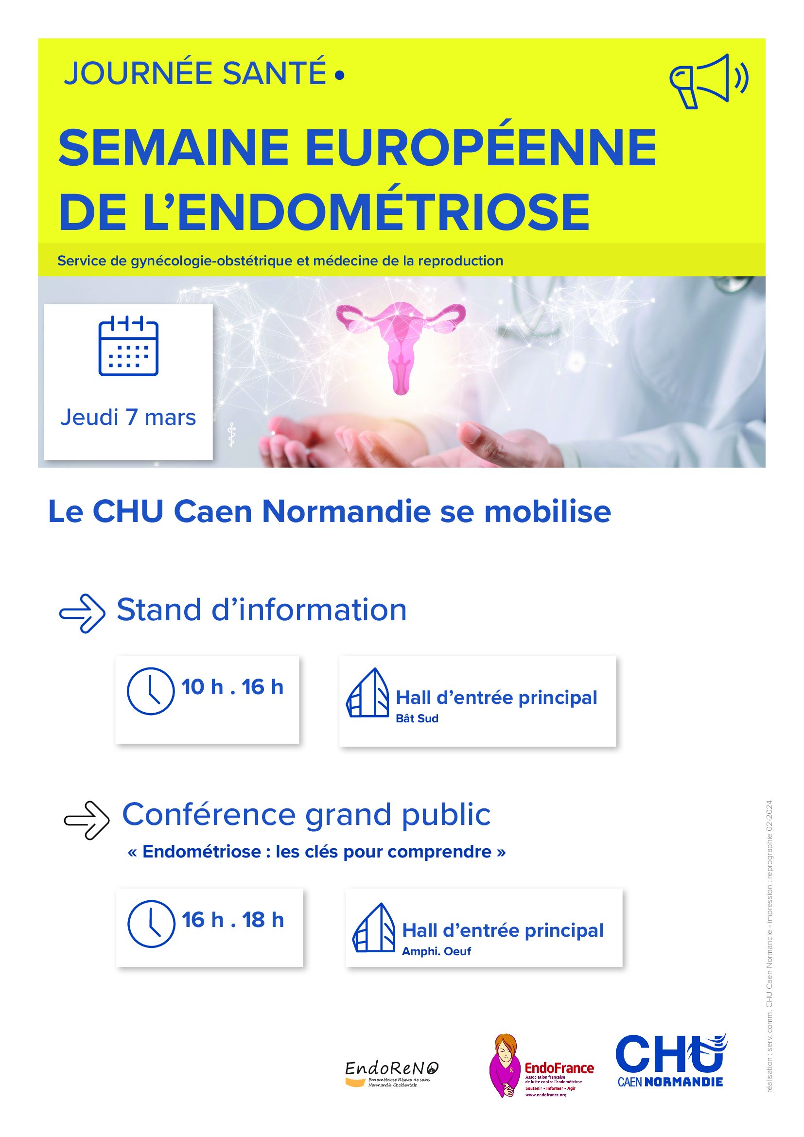 Informationstag-Konferenzplakat – Management von Endometriose am Universitätskrankenhaus Caen Normandie