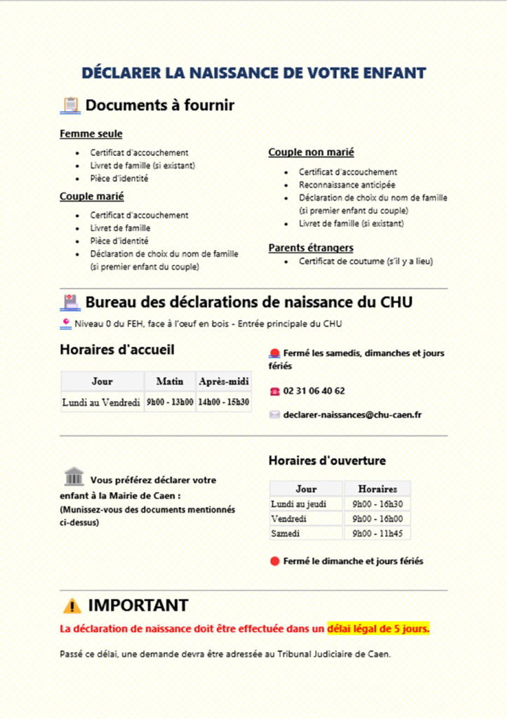 DECLARER LA NAISSANCE DE VOTRE ENFANT DECLARER LA NAISSANCE DE VOTRE ENFANT