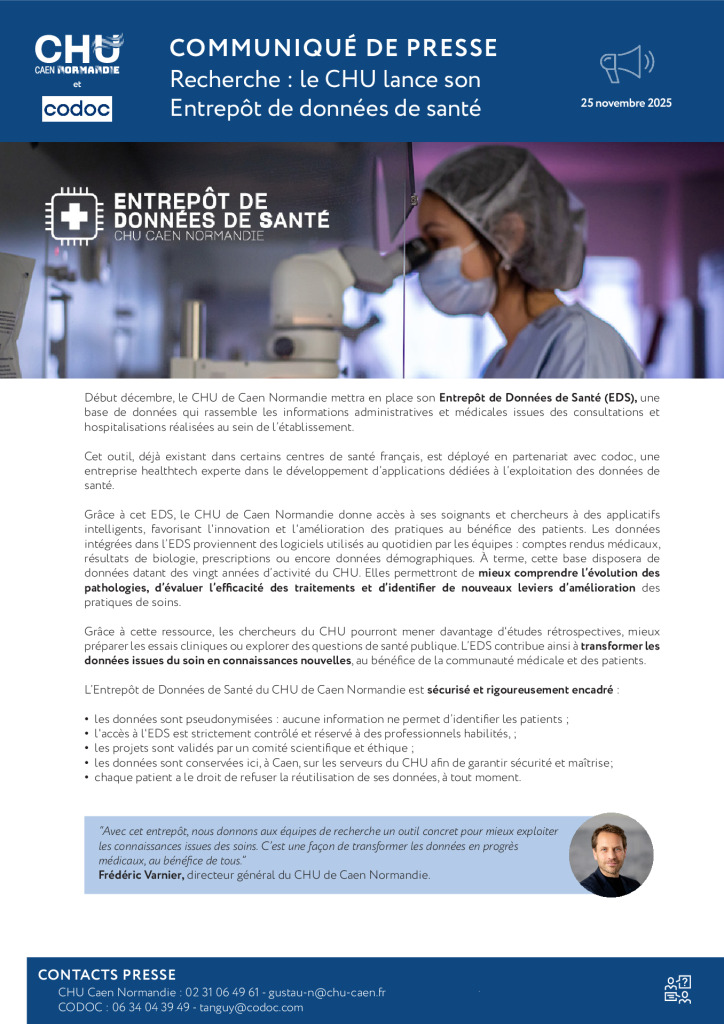 Le CHU lance son Entrepôt de données de santé